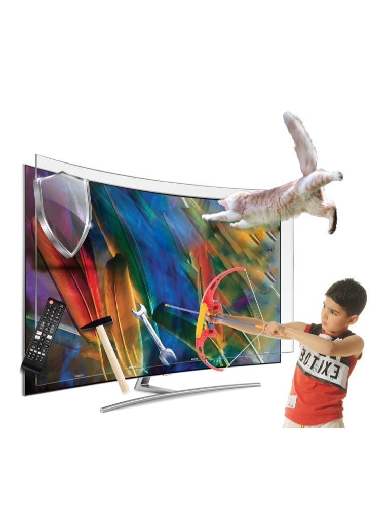 witforms 65 Inch Curve TV Screen Protector, Ultra Shock Protection, Shatterproof, Waterproof, Blue and UV Protection .Easy Installation and Suitable for All Screen Types. - Image 1